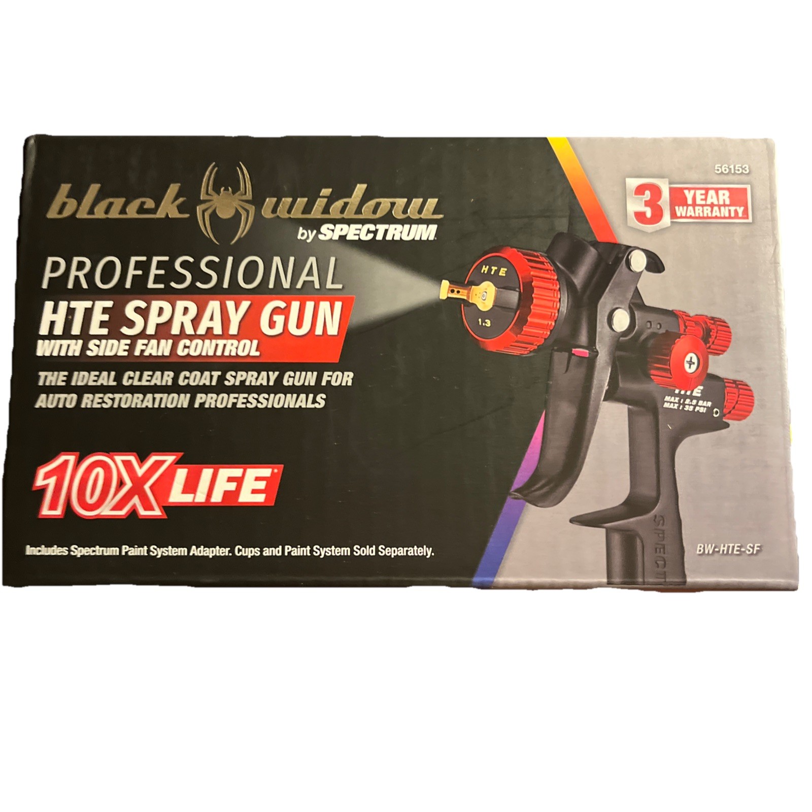 BLACK WIDOW Professional HTE Spray Gun with Side Fan Control #56153