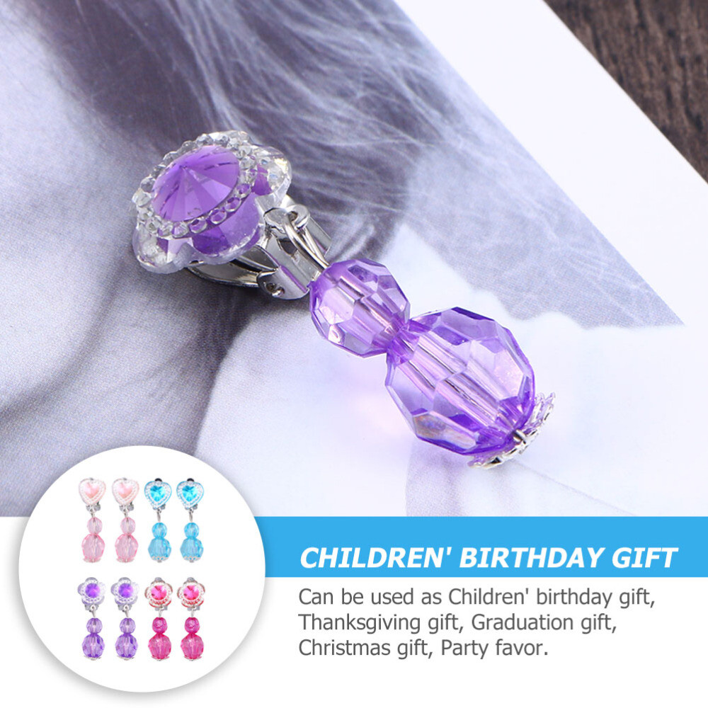 8 Pairs Girl Jewelry Toy Clip On Earrings for Girls Girls Birthday Party Favor