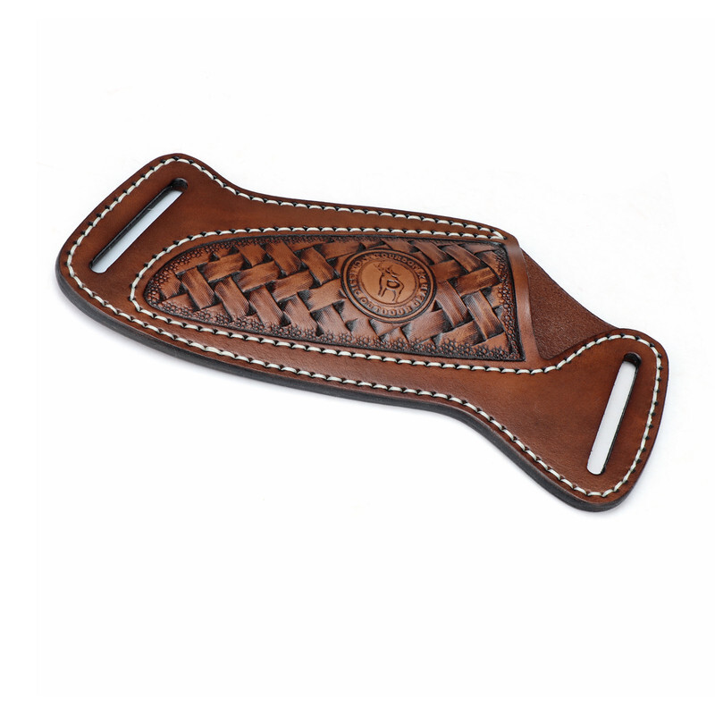 TOURBON Leather Engraved Fixed Blade Knife Sheath Belt Pouch EDC Knives Case