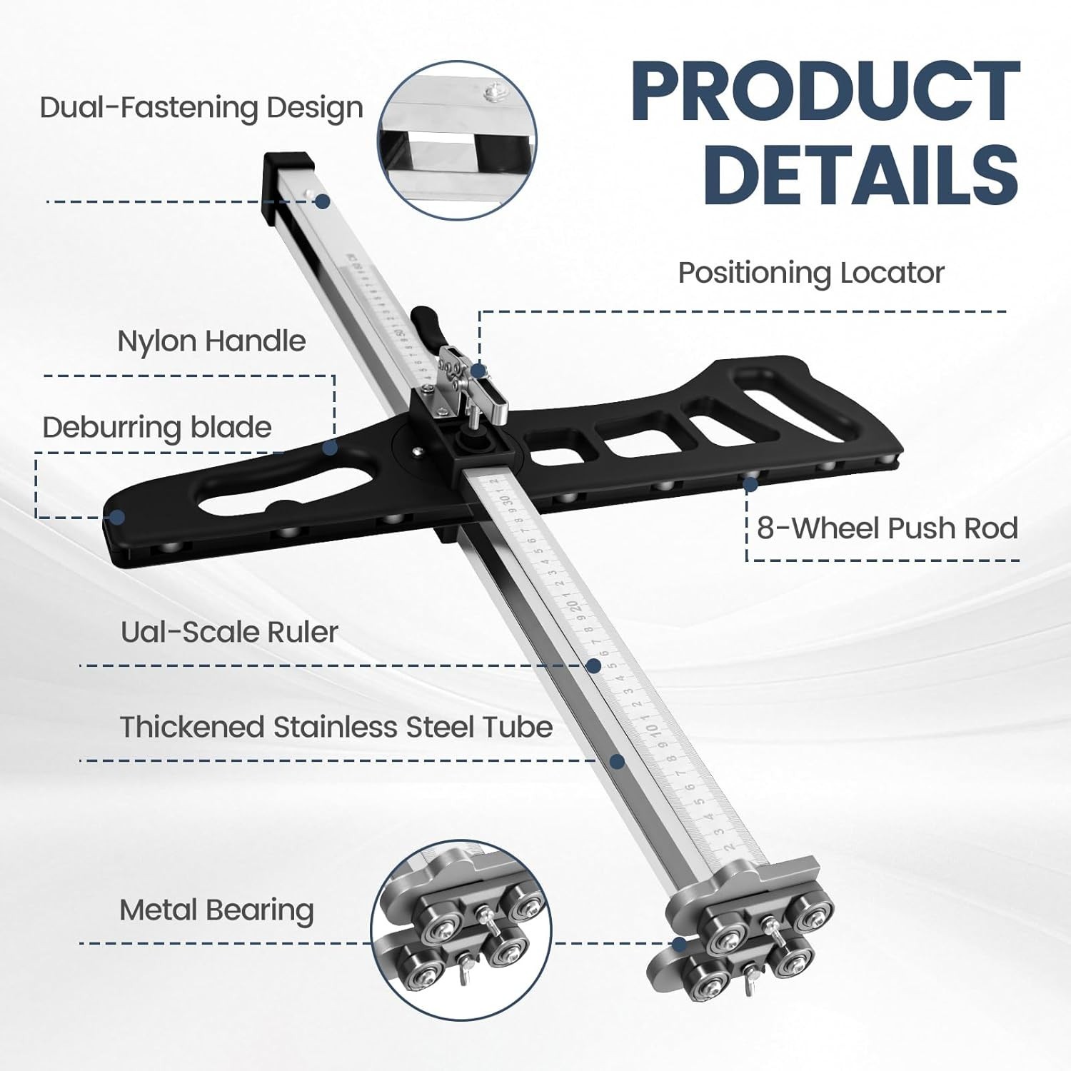 Foldable Drywall Cutting Tool, Hand Push Gypsum Drywall Cutter, 1.5 to 61cm B