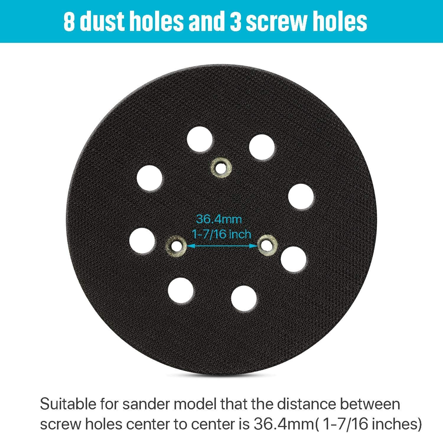 2x 5inch Orbital Sander Replacement Pad Hook Loop for Dewalt/Makita/Porter Cable