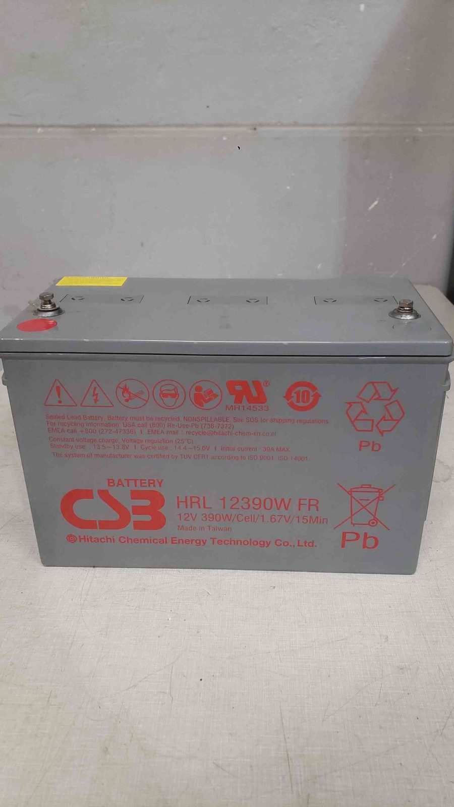 Hitachi 12V 390W/Cell Sealed Lead Battery HRL 12390W FR (SKU: 112398)