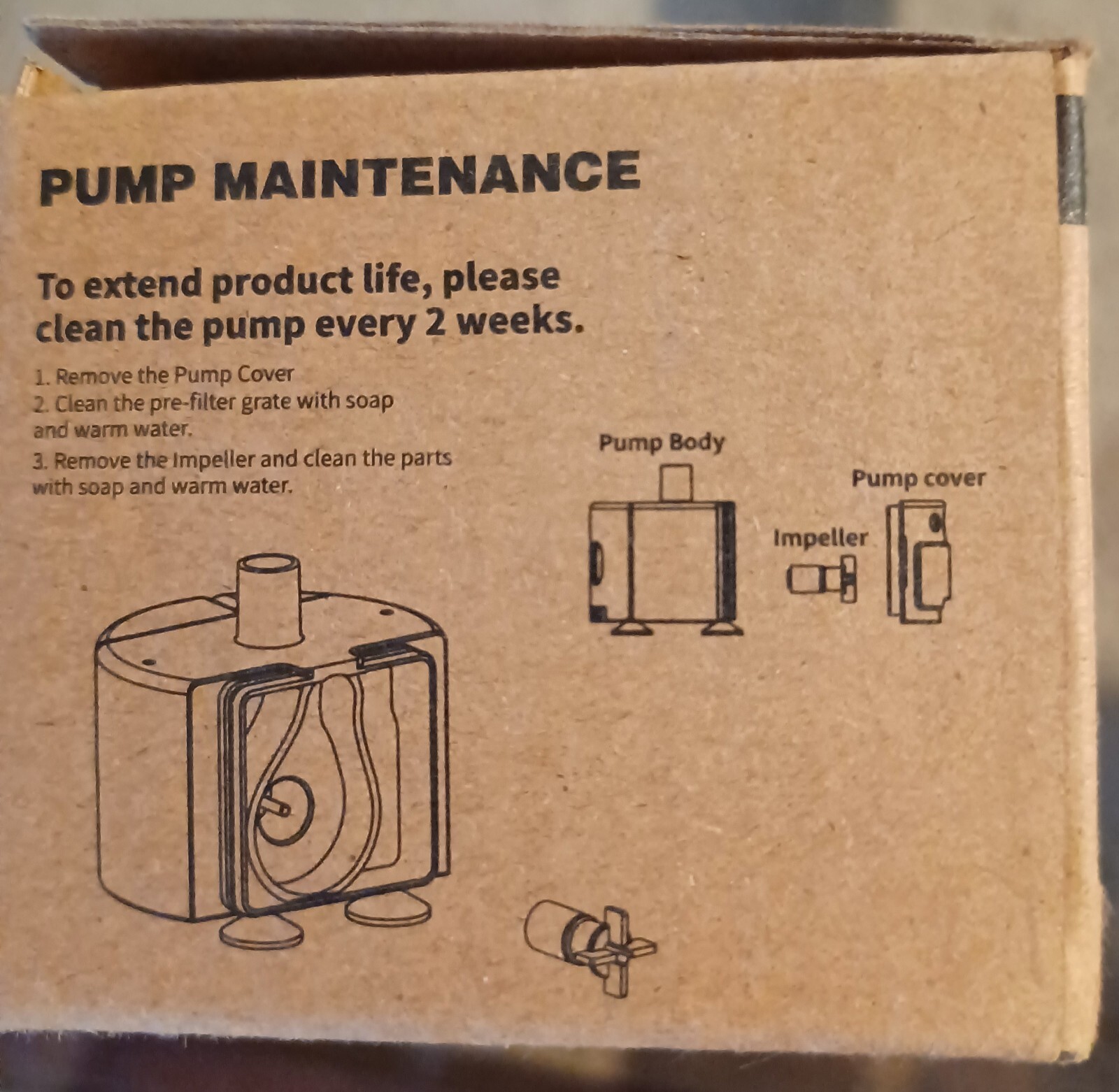 Submersible pet water fountain pump model SMA-800, new