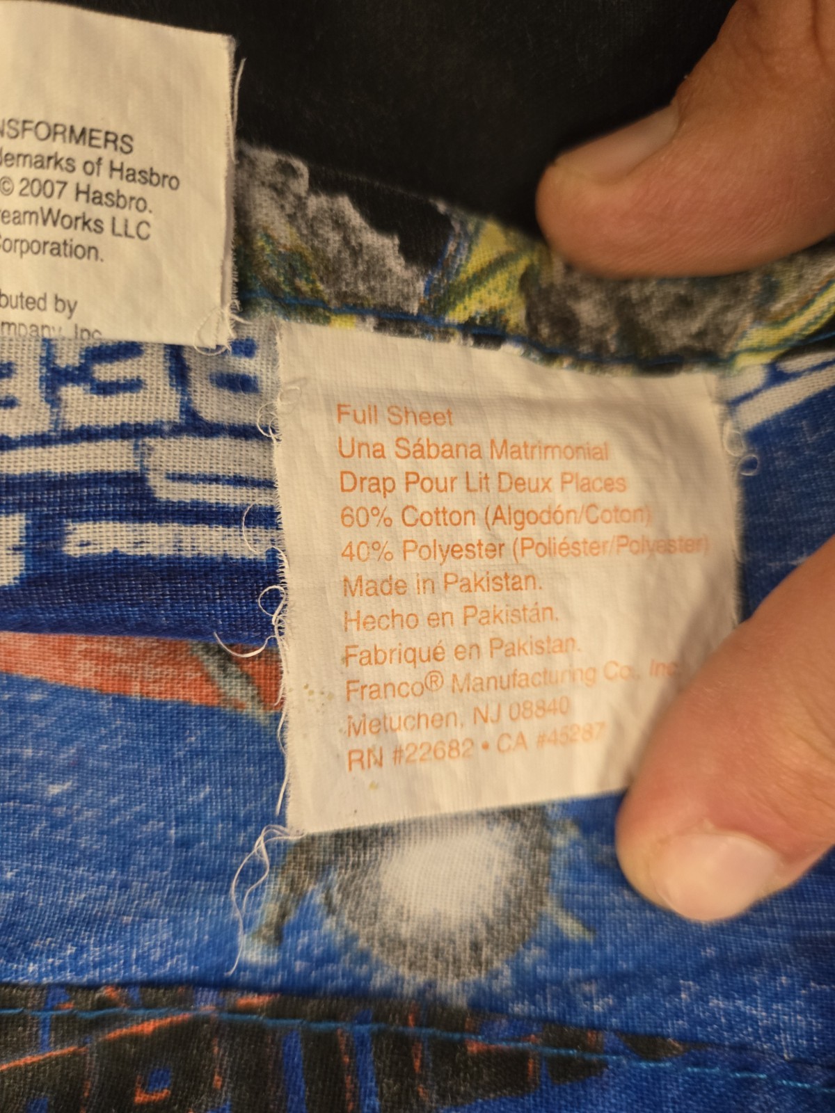 Transformers Full Boys Bedding flat and fitted Sheets; 2 Pillow Cases; Hasbro