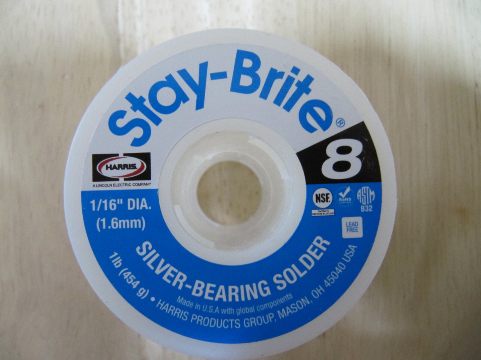 HARRIS STAY BRITE #8 TIN/SILVER SOLDER - 36" (36 inch) piece, 1/16" DIA. (1.6mm)