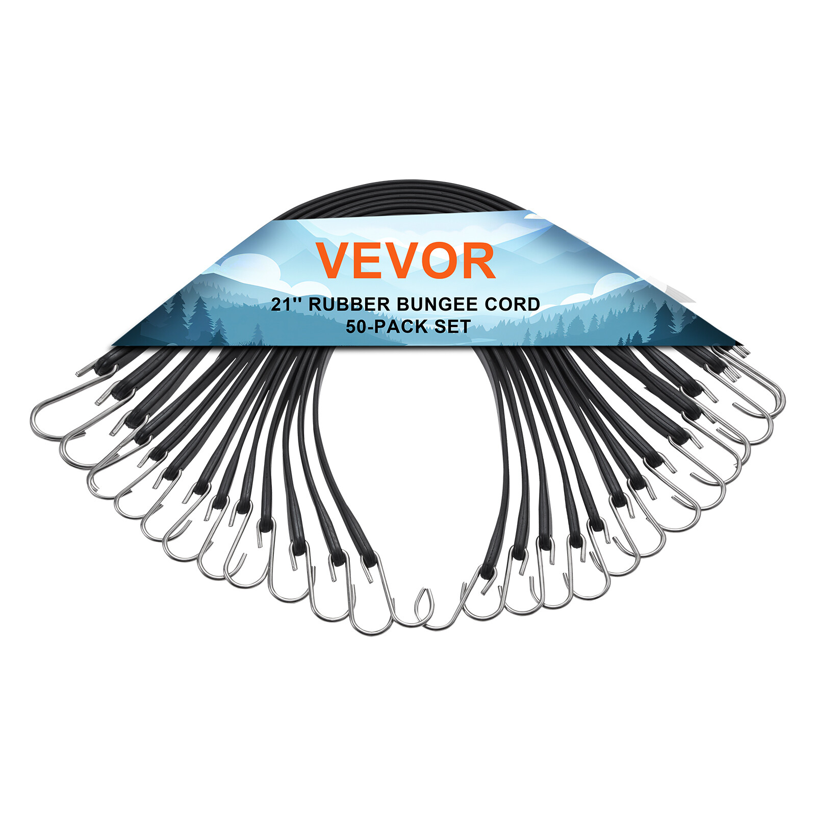 VEVOR 50 Pack 21" Bungee Straps Set Heavy Duty Rubber Bungee Cord w/S-Hook