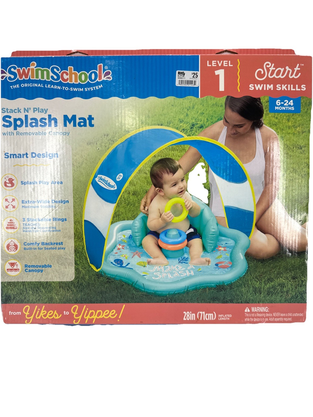 Stack N' Play Teal Inflatable Splash Mat with Removable Canopy 28" By SwimSchool
