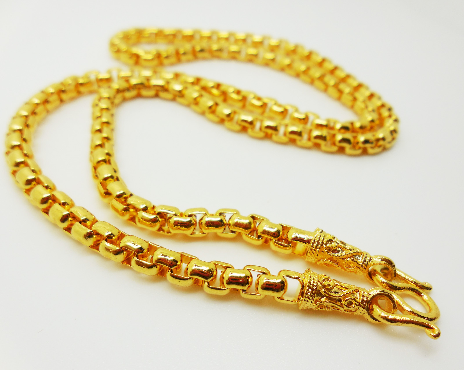 Chain 22K 23K 24K THAI BAHT YELLOW GOLD GP Necklace 20 Inch 5 mm Jewelry