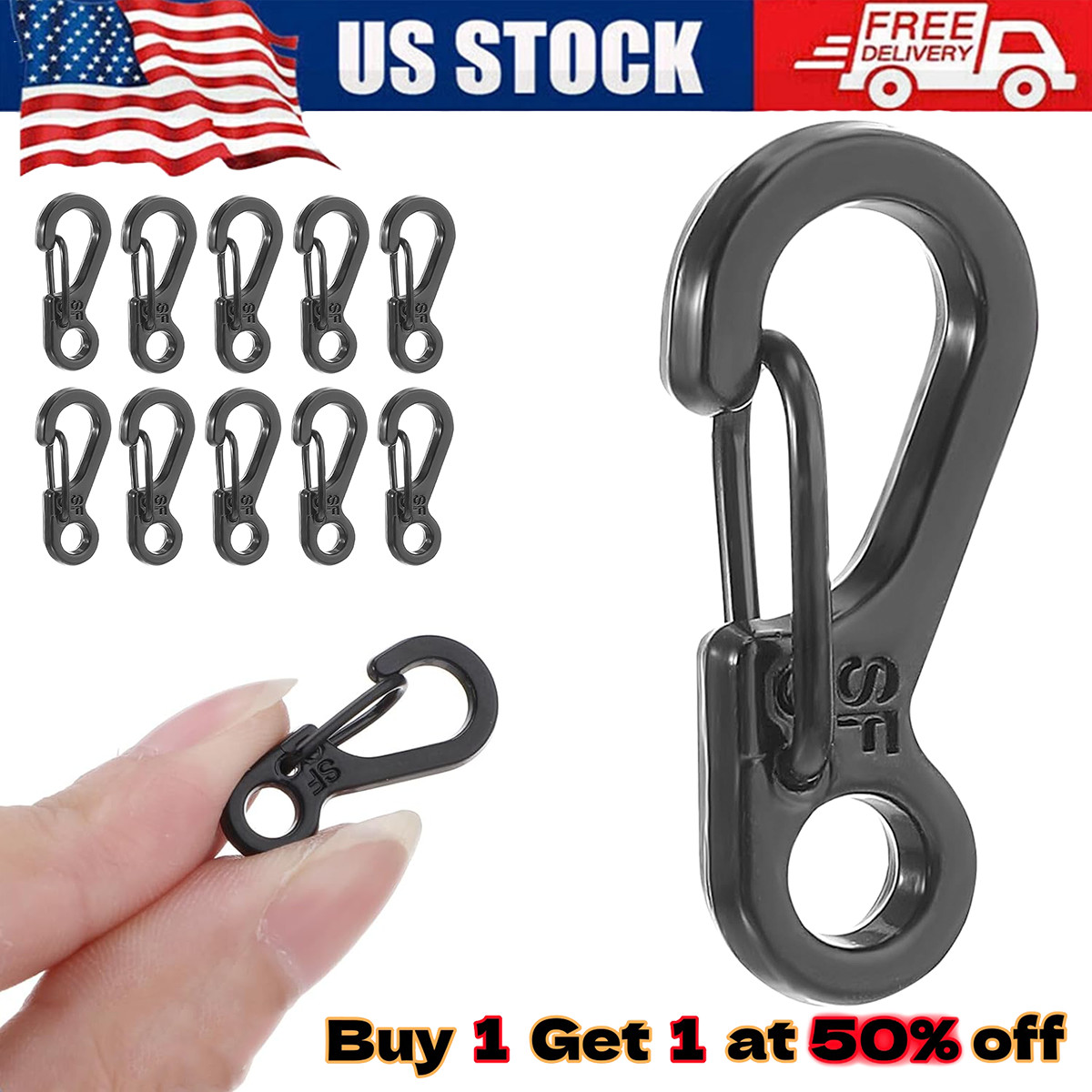 10 Pcs Mini Heavy Carabiner Snap Hook Clip Aluminum Outdoor Camping Key Chain US