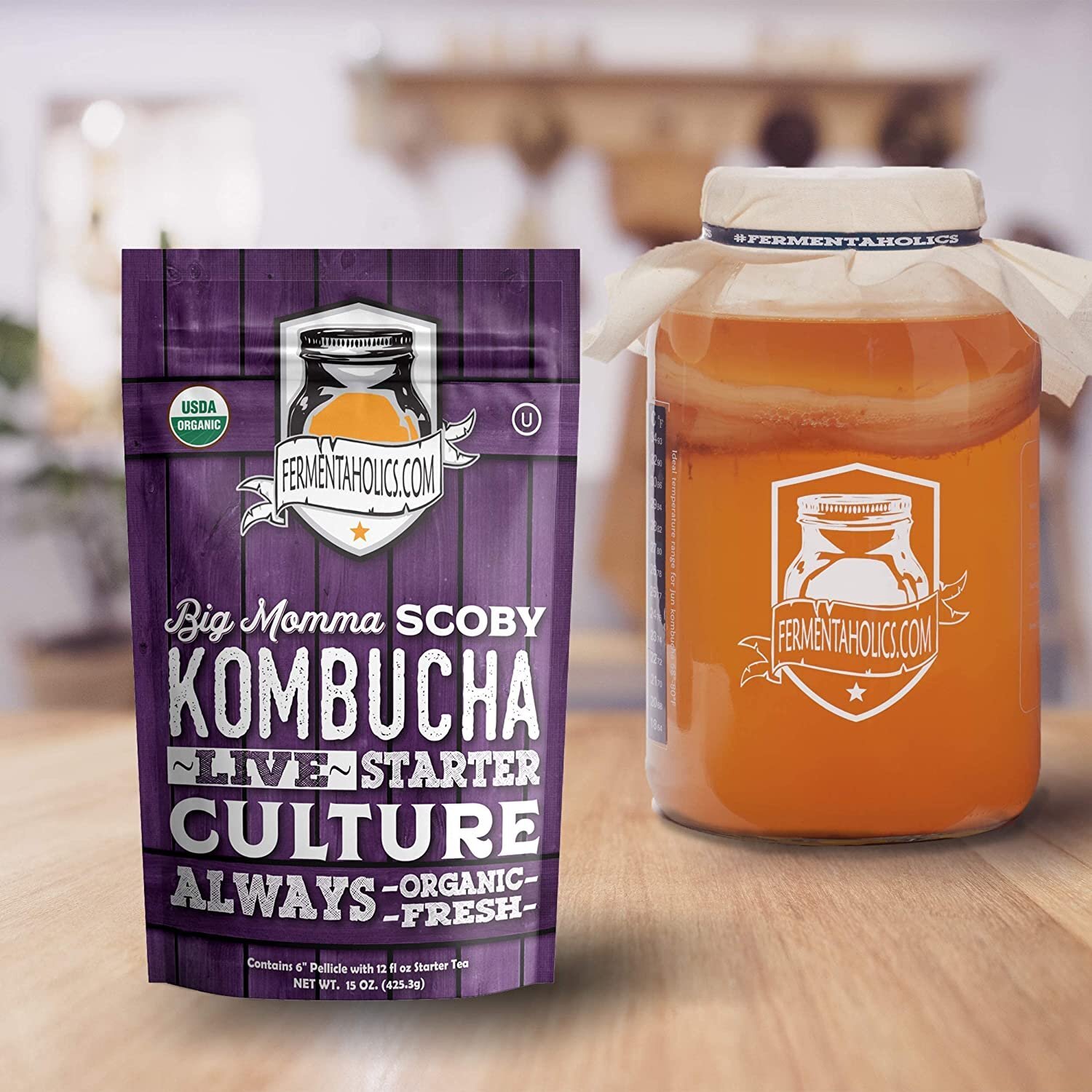 Fermentaholics BIG MOMMA Kombucha SCOBY With 12 oz