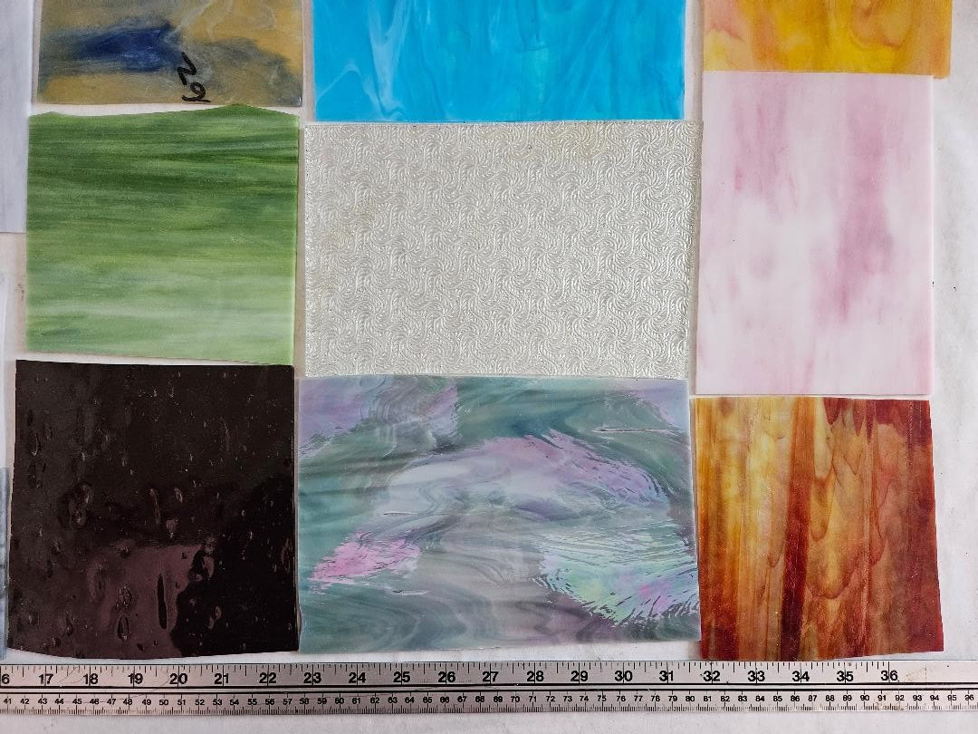 9 & 1/2 Pounds of Assorted Multicolor Stained-Glass Large Scraps/Sheets