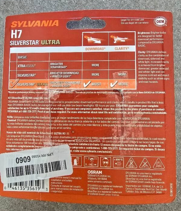 Sylvania Silverstar Ultra H7 Bulb Twin Pack