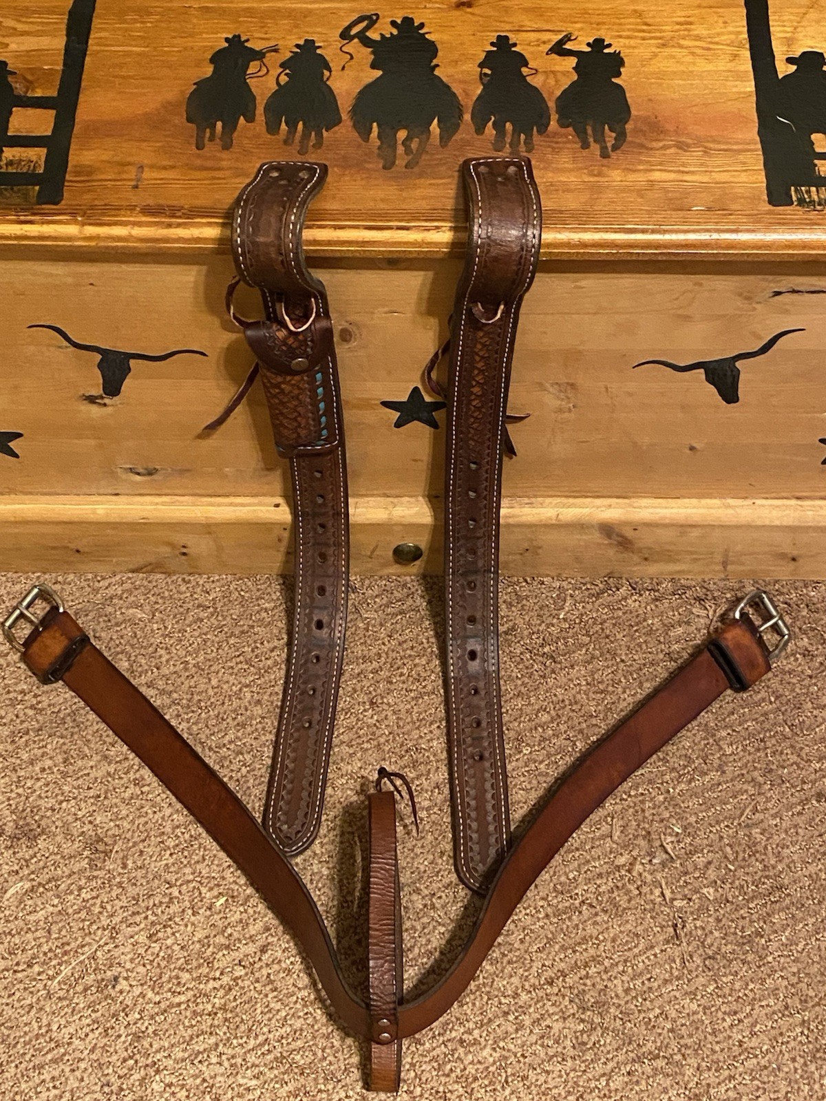 Double J Saddlery Western Saddle Back Billets + Flank Cinch BuckstitchHolder USA