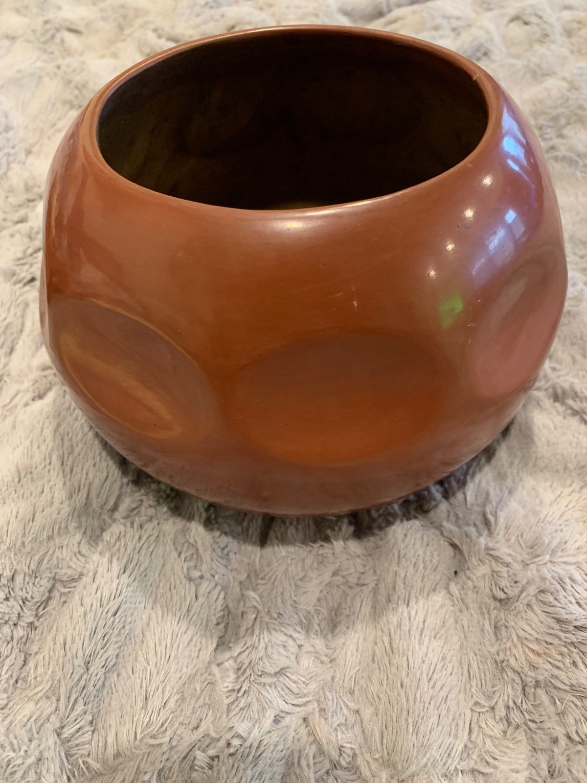 Signed Tina Garcia Santa Clara Redware melon bowl 70's