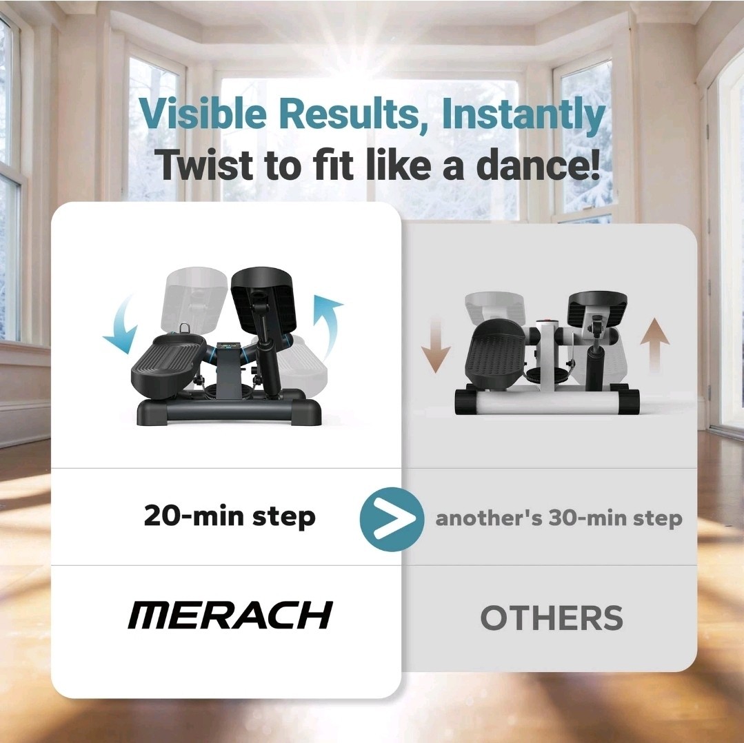 New MERACH Mini Stepper Exercise Equipment with Resistance Bands for Full Body
