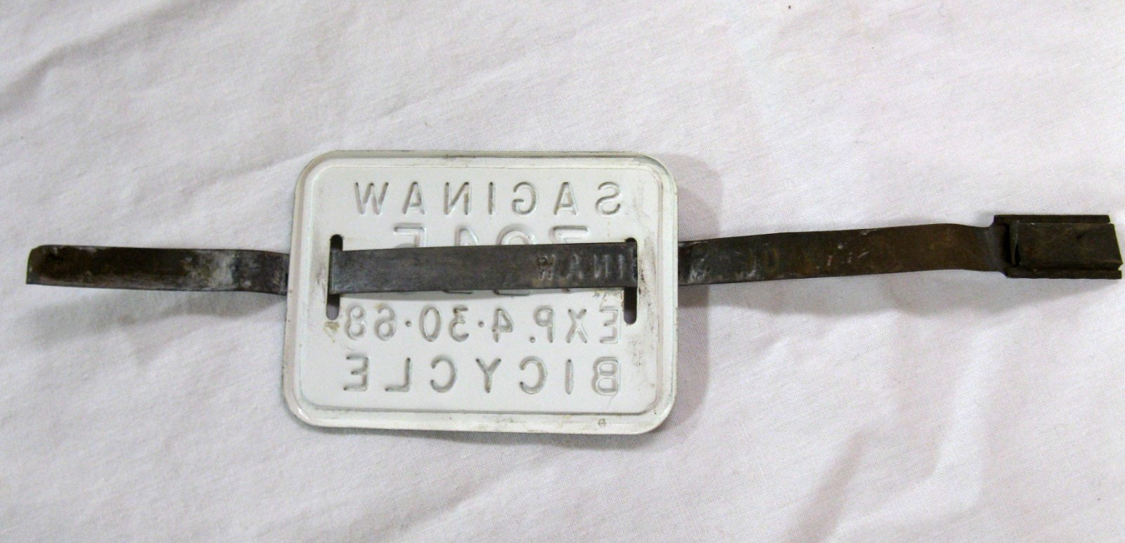 1968 SAGINAW MI MICHIGAN Bicycle Bike License Plate & Seal Tag