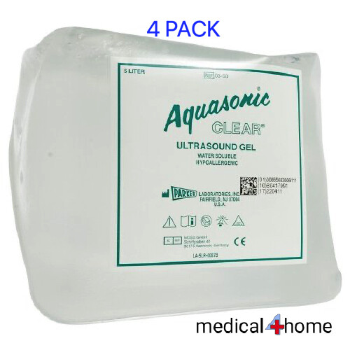 4 PK Parker Aquasonic Clear Ultrasound Transmission Gel  5 Liter w/refill bottle
