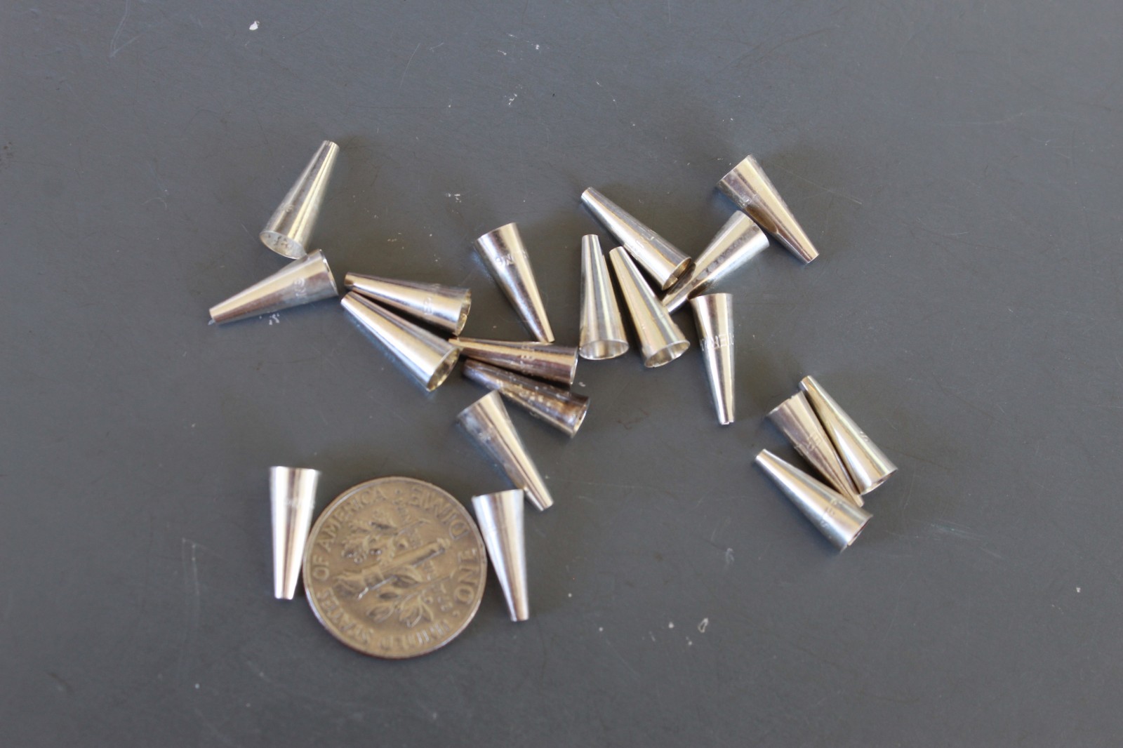 End Cones Bead Necklace ends Sterling Silver SMALLER 1/2" x 5mm USA made