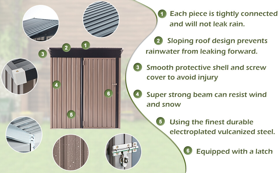 AECOJOY Outdoor Metal Storage Shed with Lockable Door