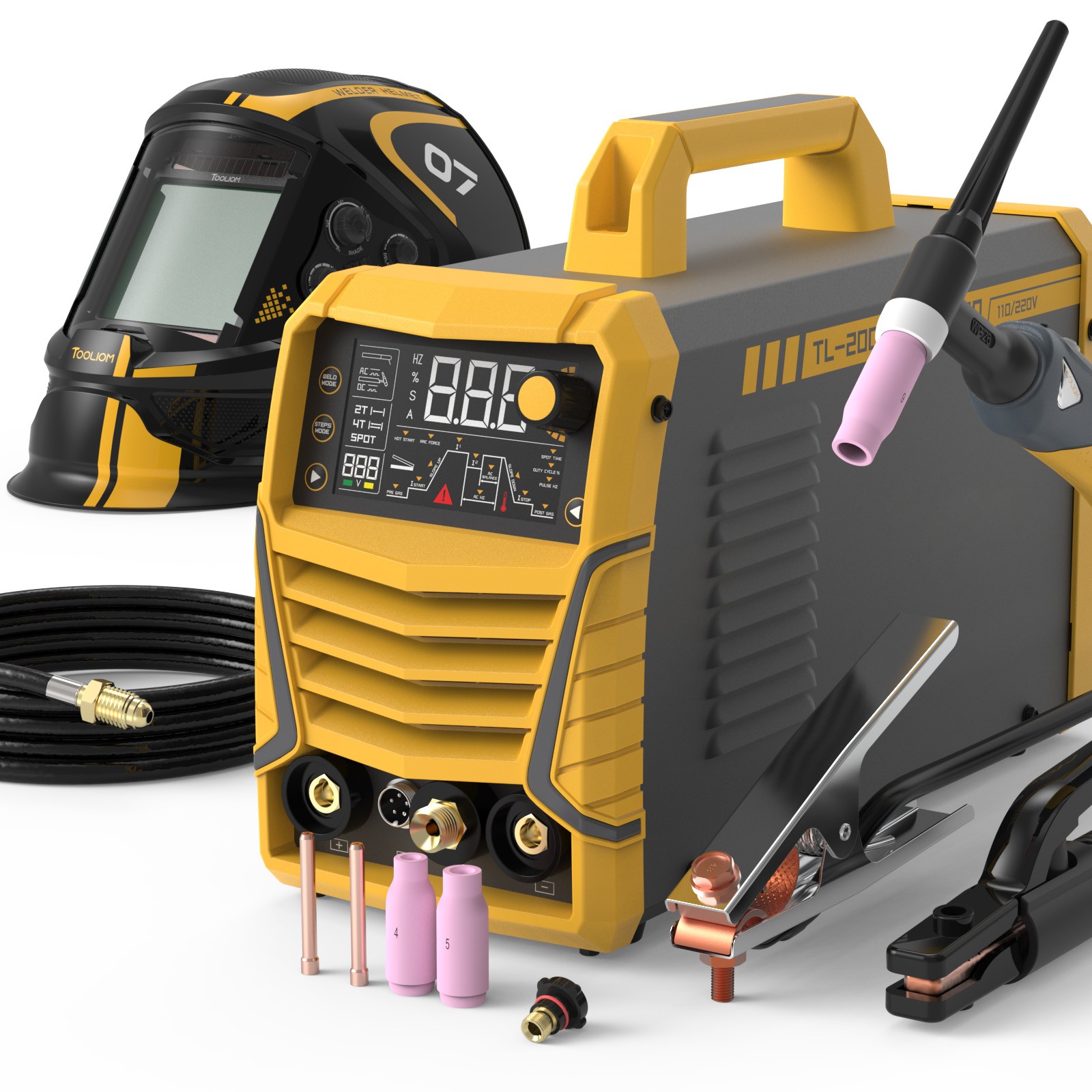 200A AC/DC TIG Welder with Pulse Aluminum Welding Kits with IGBT Inverter.