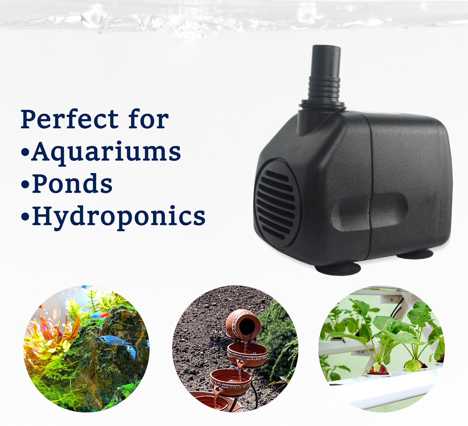 Submersible Water Pump Super Quiet 1000 LH/264 GPH 120v for Aquarium, Pond,