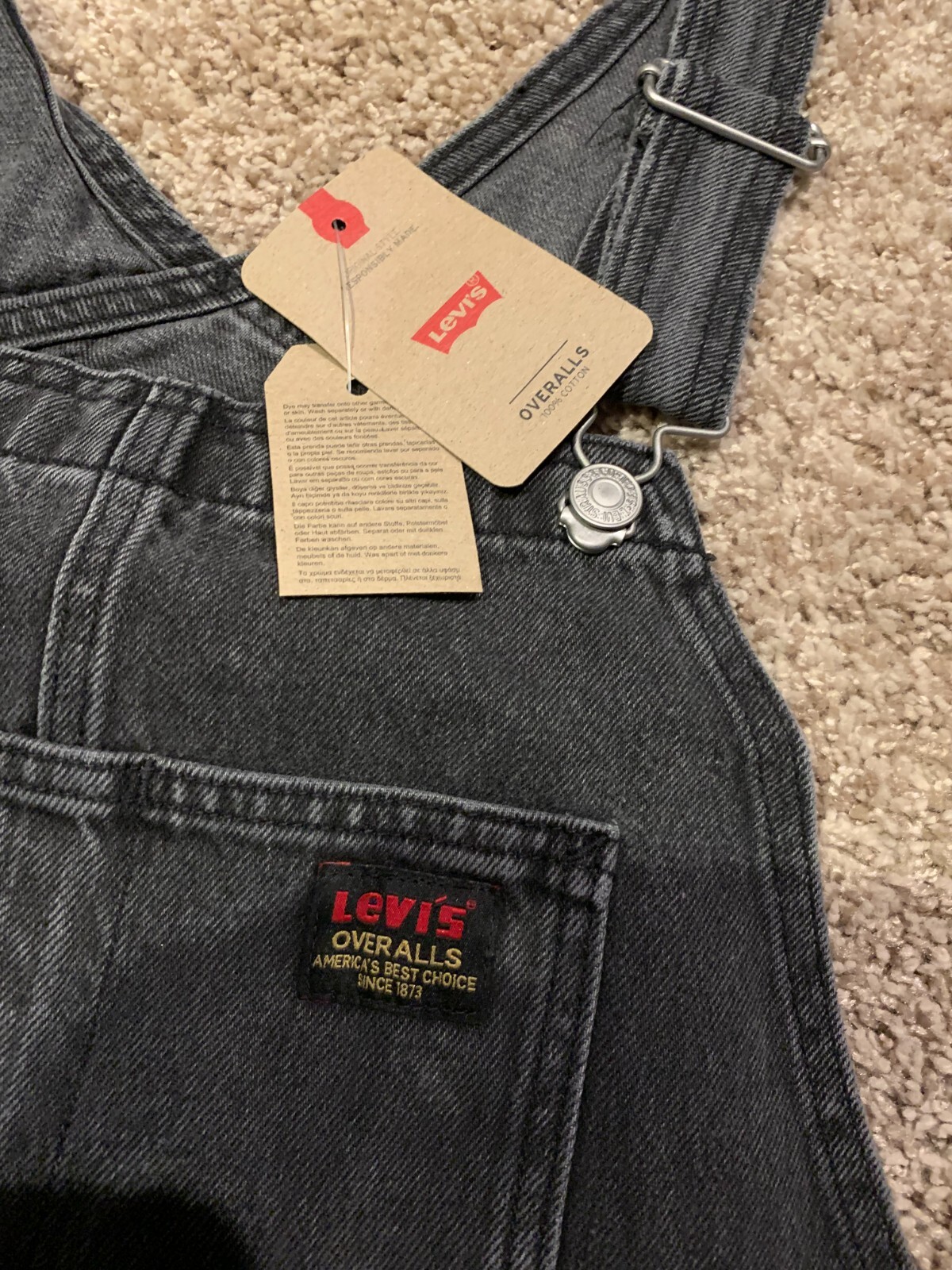 Levi's Relaxed Straight Fit Overalls Faded Gray Many Sizes NWT RT$79.50