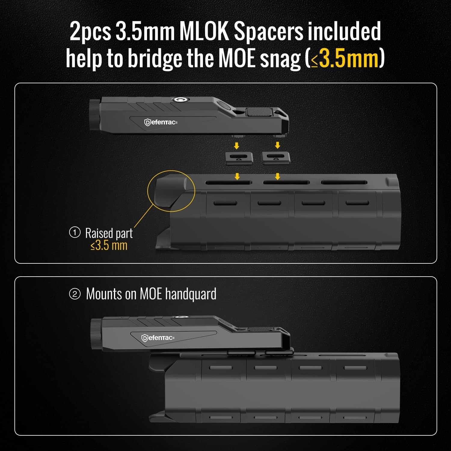 DEFENTAC 1600 Lumens Rifle Light Magnetic Rechargeable Tactical Flashlight
