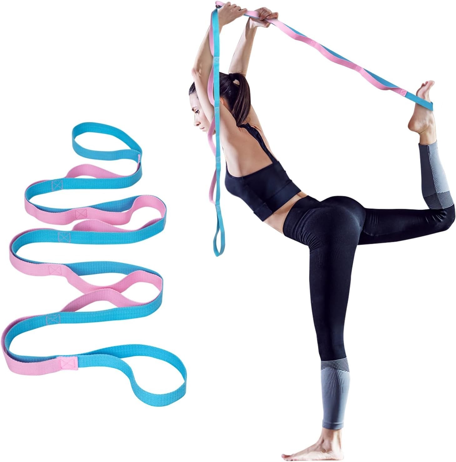 Versatile Yoga Strap with 10 Loops - 78.7 Inches for Stretching & Flexibility