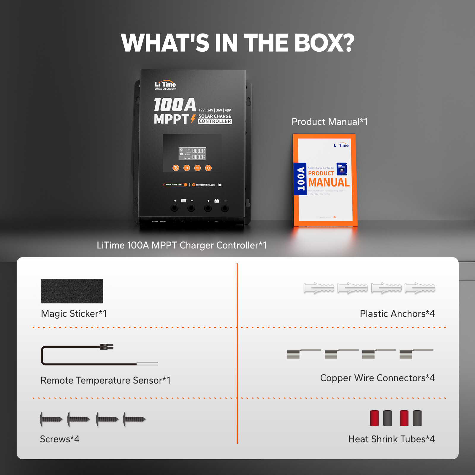 LiTime 100A MPPT 12V/24V/36V/48V Bluetooth Solar Charge Controller For LI GEL