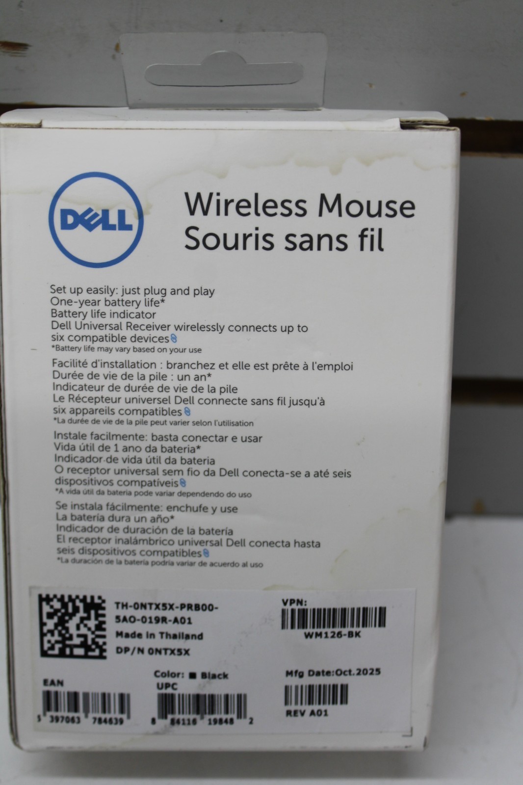 Dell WM126 Wireless Mouse Souris Sans Gil For Desktop Computer