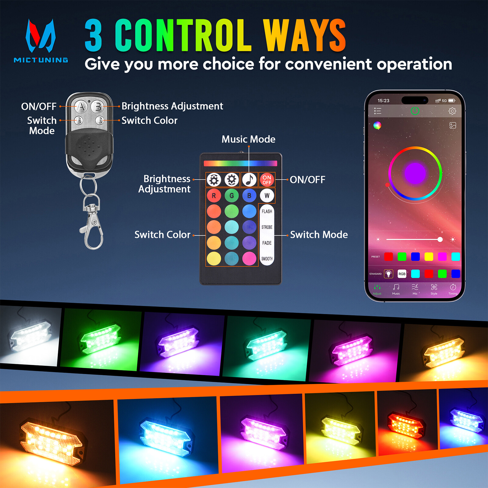 16-Pods RGBW LED Underglow Rock Lights for Trucks Cars, App & Remote Controller