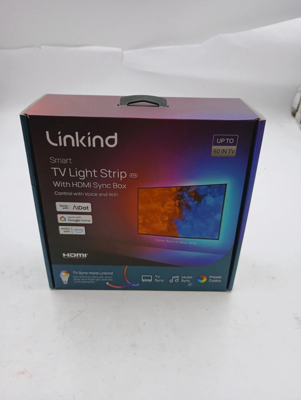 LINKIND LS0600116267 SMART TV LIGHT STRIP ET6 W/HDMI SYNC BOX AIDOT GOOGLE ALEXA