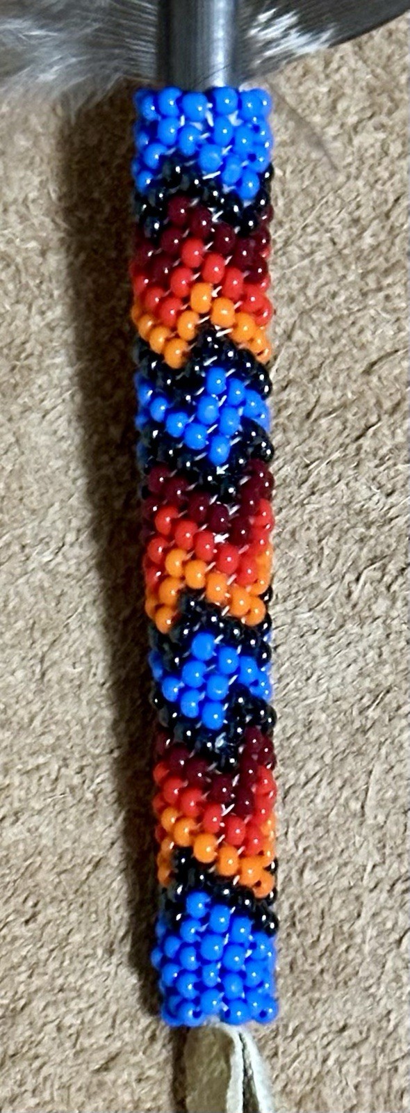 Native American Lakota Sioux Beaded Feather.