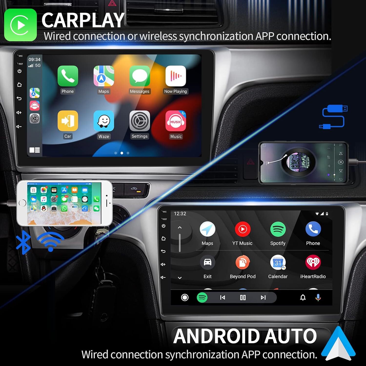 Android 15.0 Car GPS Navi Carplay Stereo Radio Player For Ford Escape 2008-2012