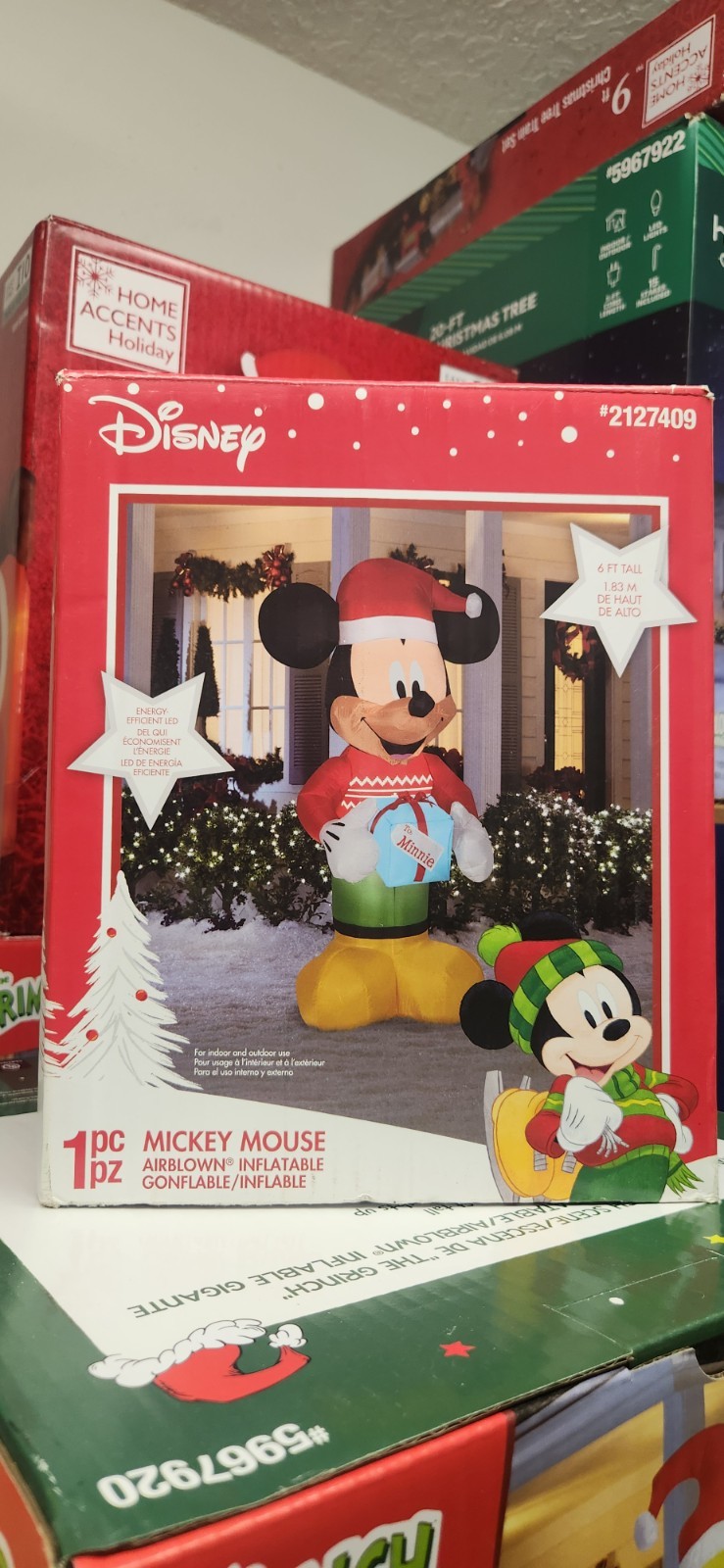 NEW! Gemmy 6' Disney Mickey Mouse Christmas Airblown Inflatable Yard Decoration
