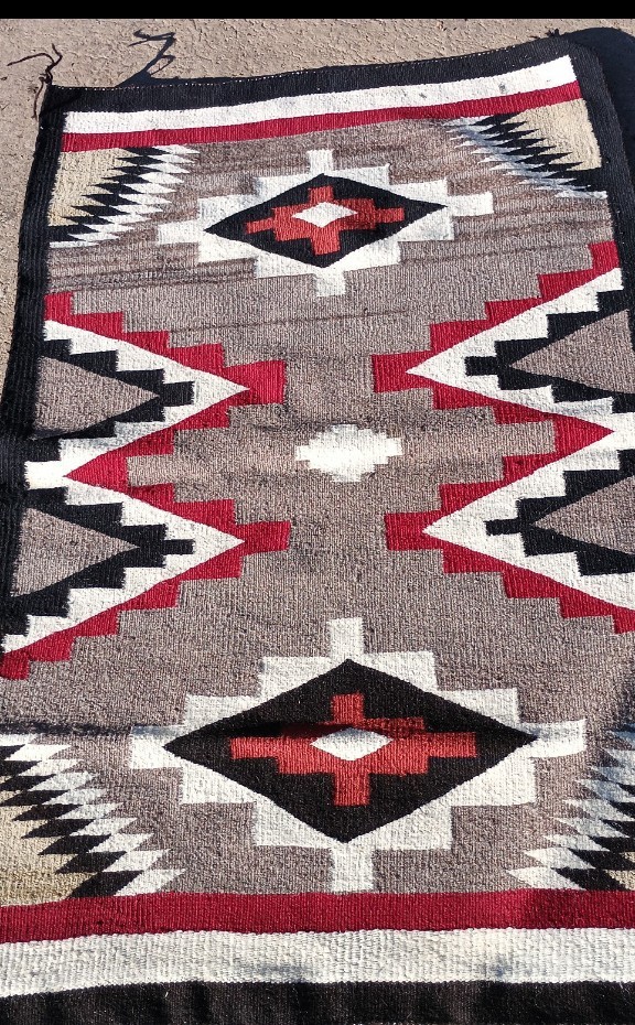 1940 Navajo Wool Rug Horse Blanket Weaving Native American Storm Pattern