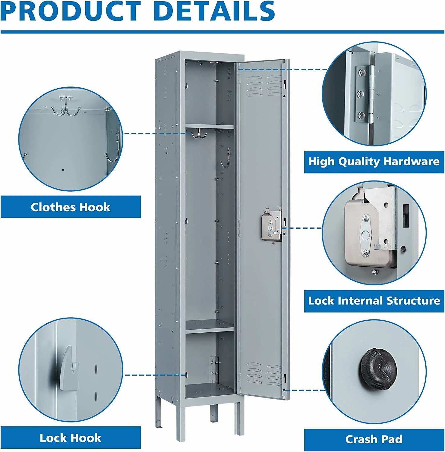 Metal Lockers Storage Cabinet w/Lock Door for Office School Gym Hotel Employees