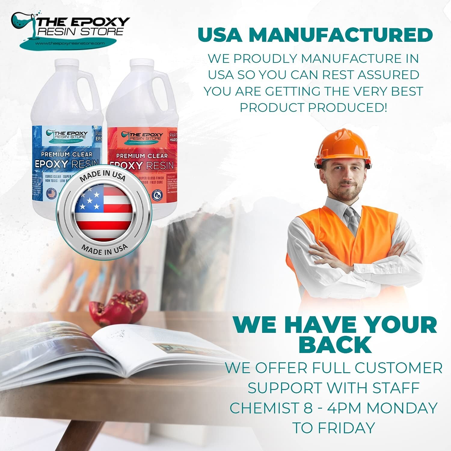 Clear epoxy resin, two part kit, easy mixing, crafts, tabletop epoxy- 1 Gal Kit