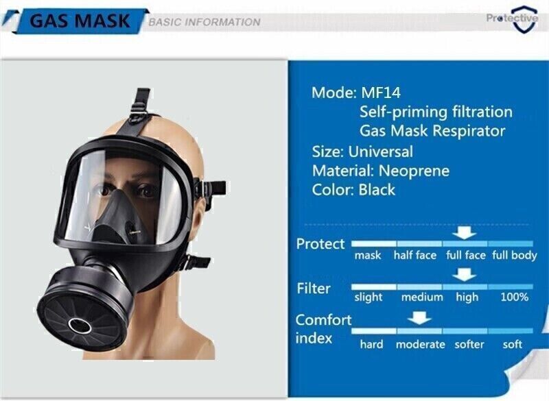Full Face Gas Mask, Gas Masks Survival Nuclear and Chemical with 40Mm Activated