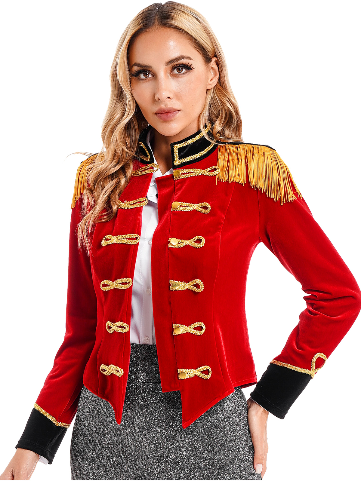 YiZYiF Women Circus Ringmaster Costume Long Sleeve Jacket Coat Halloween Cosplay