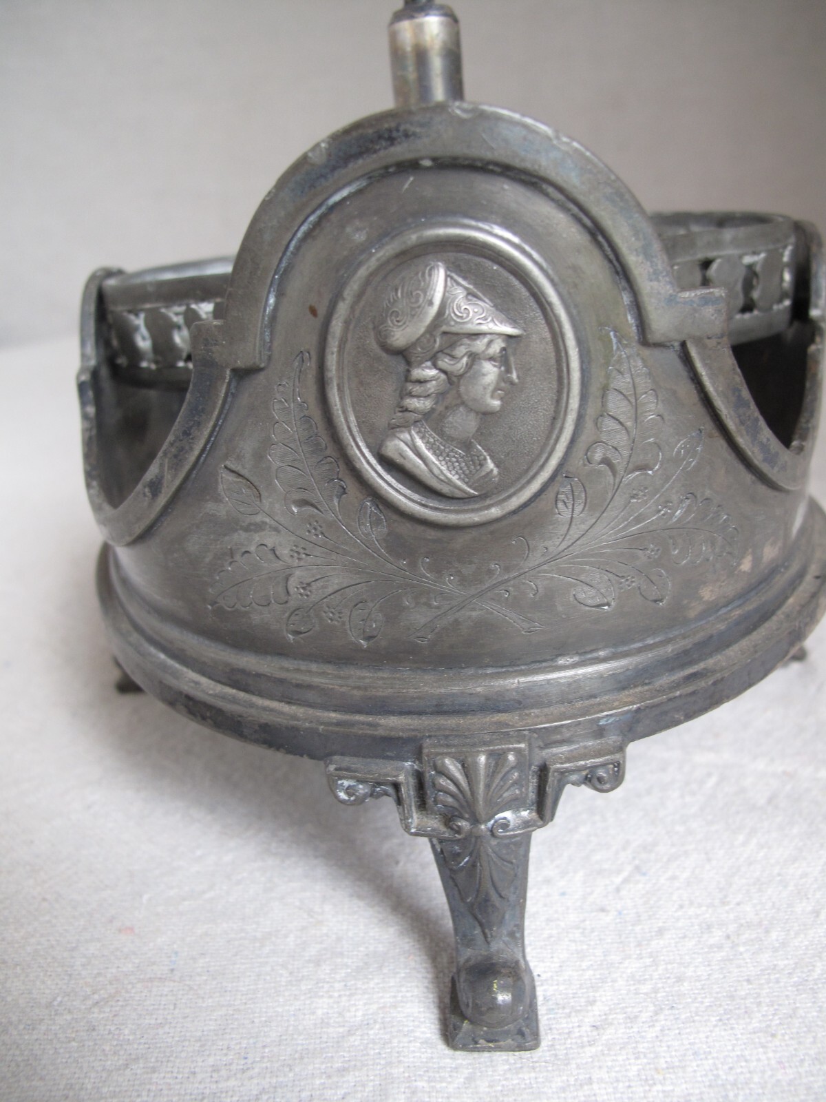 Antique SP Reed & Barton Cruet Castor Set Bell 4 Cut Glass Etched Bottles