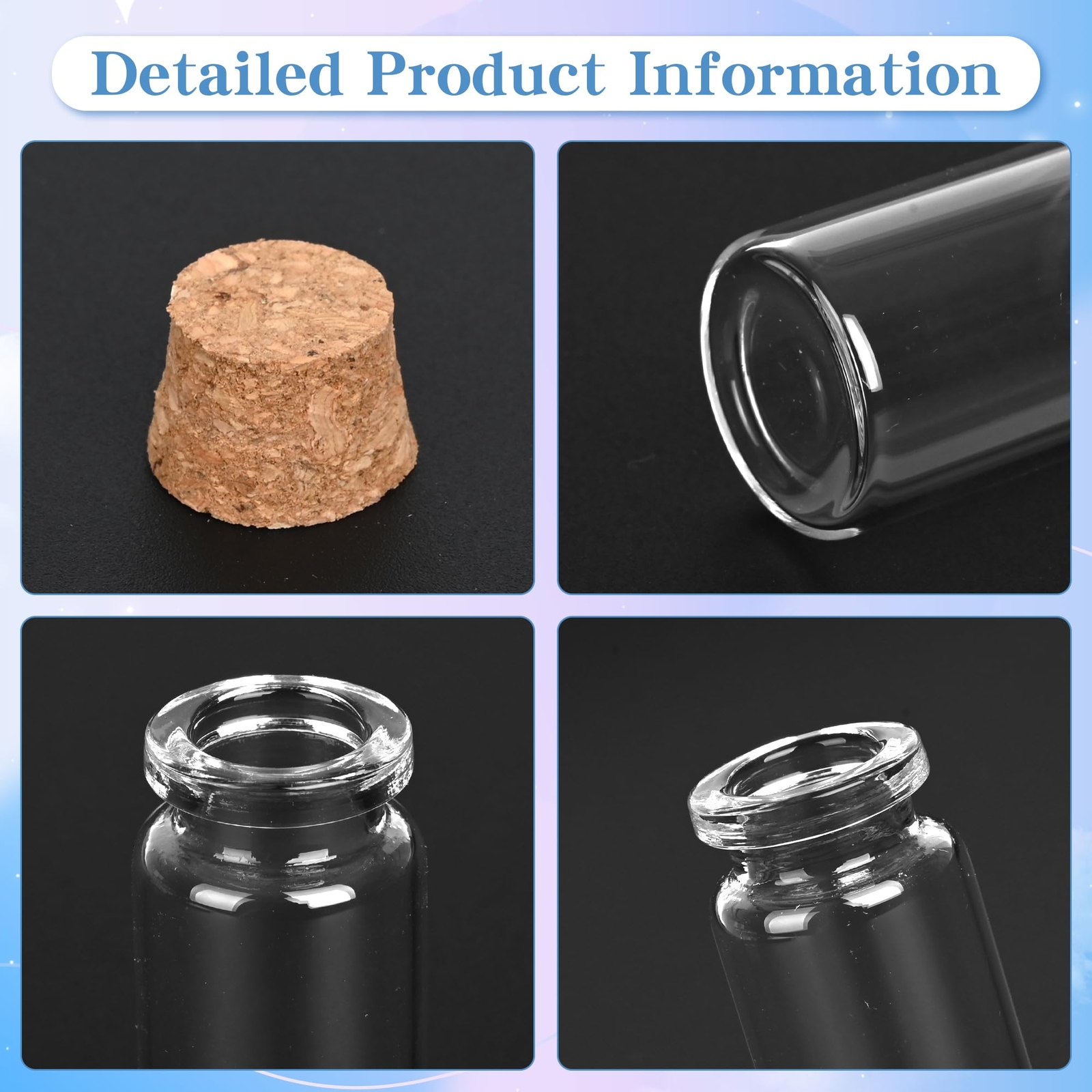 24 Pack Glass Bottles with Cork Stopper，Mini Glass Bottle with Cork，Small DIY De