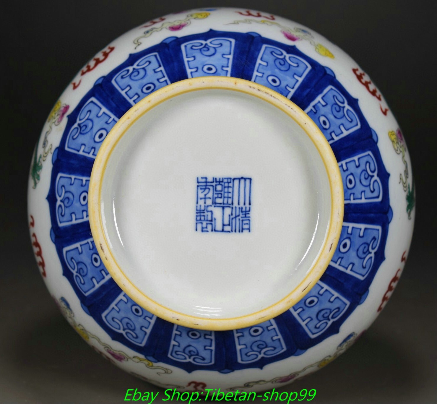 10.2'' Qing Yongzheng Marked Blue White Colour Porcelain Gold Bottle Vase Pair