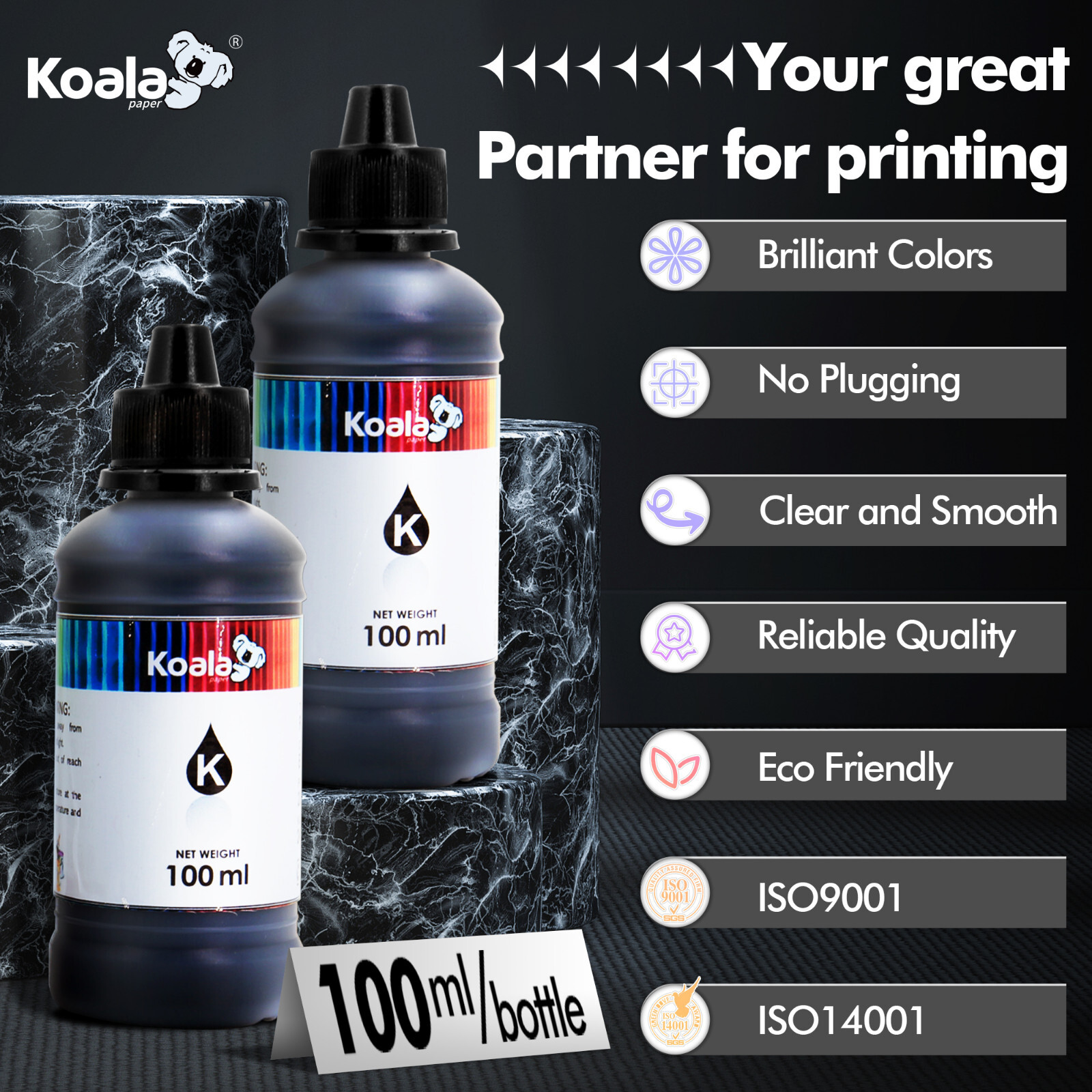 200ML Koala Ink Refill Kit BLACK for Canon HP Brother Epson All Inkjet Printers