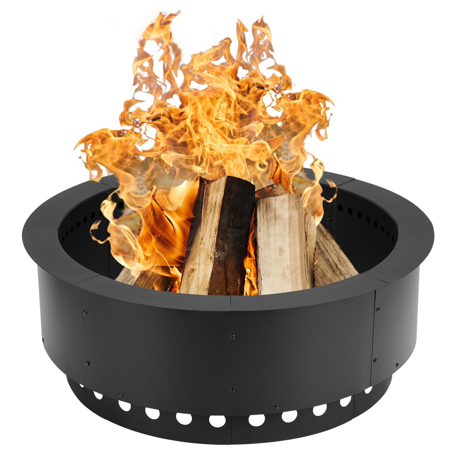 Aoodor 36'' Fire Pit Ring Round Smokeless Double Layer for Camping Wood Burning