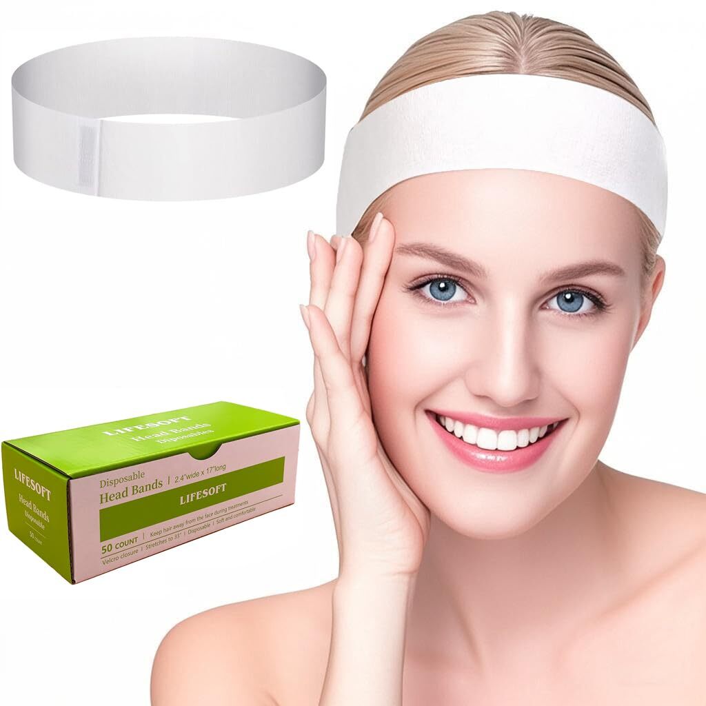 50-500 Count Disposable Facial Spa Headbands Elastic Hair Wrap with Closure