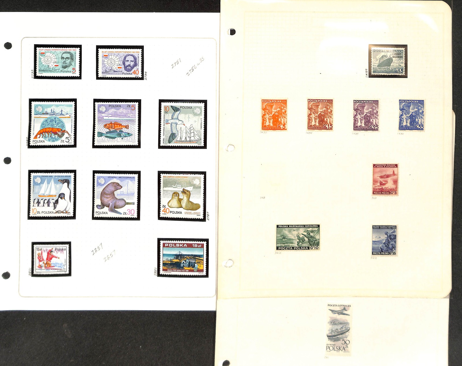 Poland Stamp Collection on 11 Pages, Ships on Stamps (CA)
