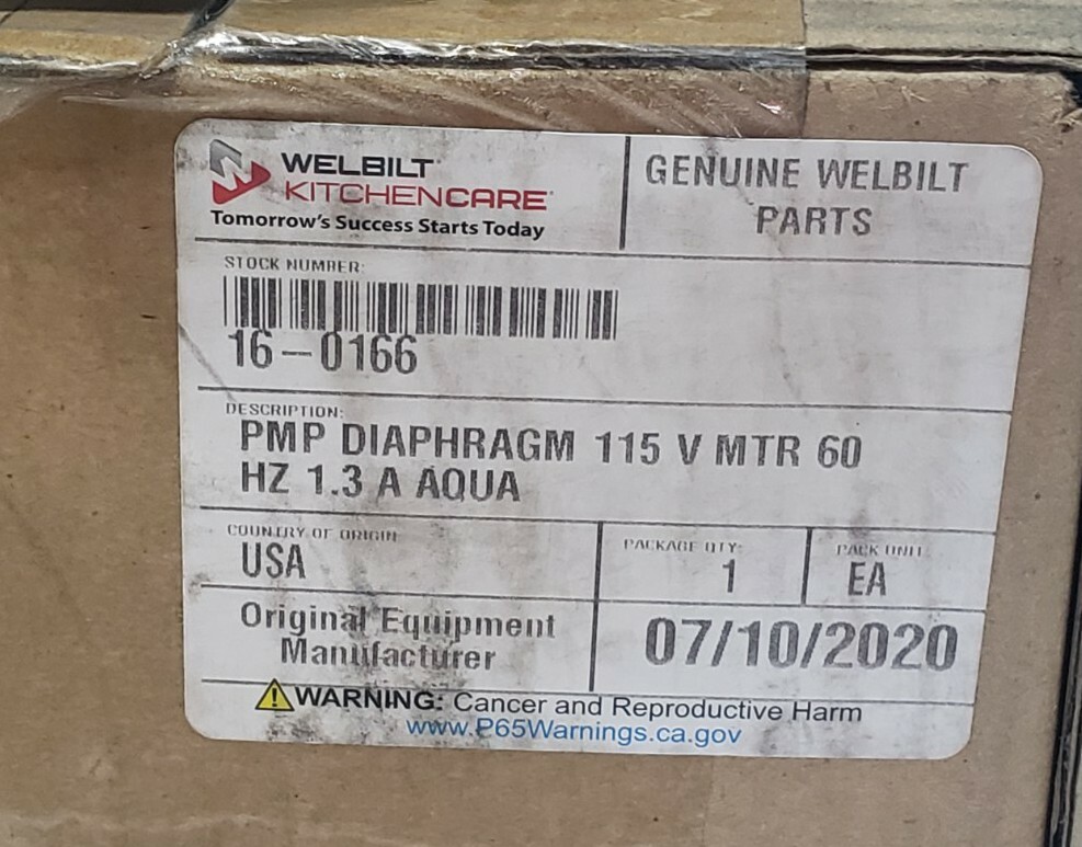 Welbilt Aquatech 16-0166 Pump Diaphragm 115 V Mtr 60 Hz - Genuine DDP7800 Lancer