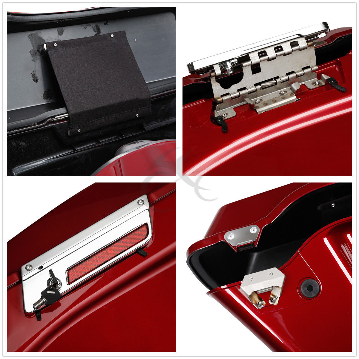 5" Stretched Saddlebags Fit For Harley Electra Glide 93-13 Velocity Red Sunglo