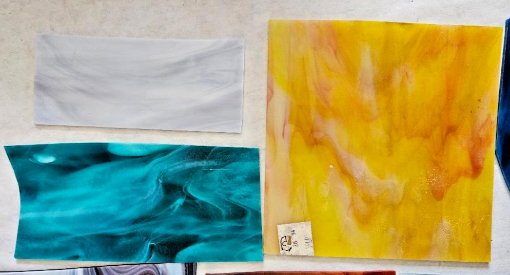 10 & 1/4 Pounds of Assorted Multicolor Stained-Glass Large Scraps/Sheets